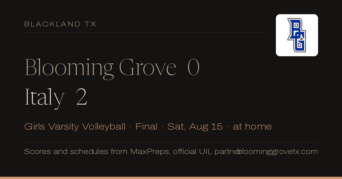 Blooming Grove 0, Italy 2