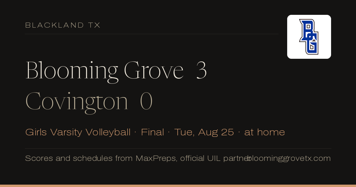 Blooming Grove 3, Covington 0