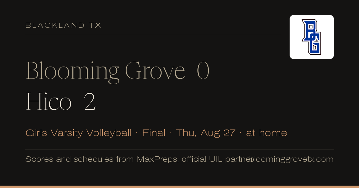 Blooming Grove 0, Hico 2